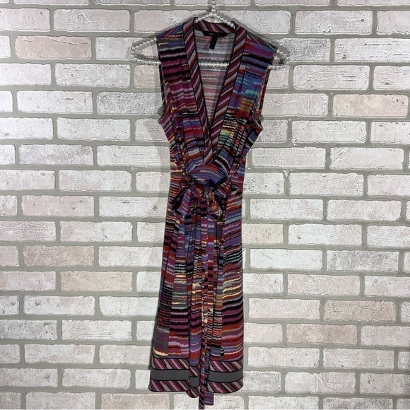 BCBGMaxAzria Multiptint Stripe Tie Belt Dress Size XS - Picture 3 of 11